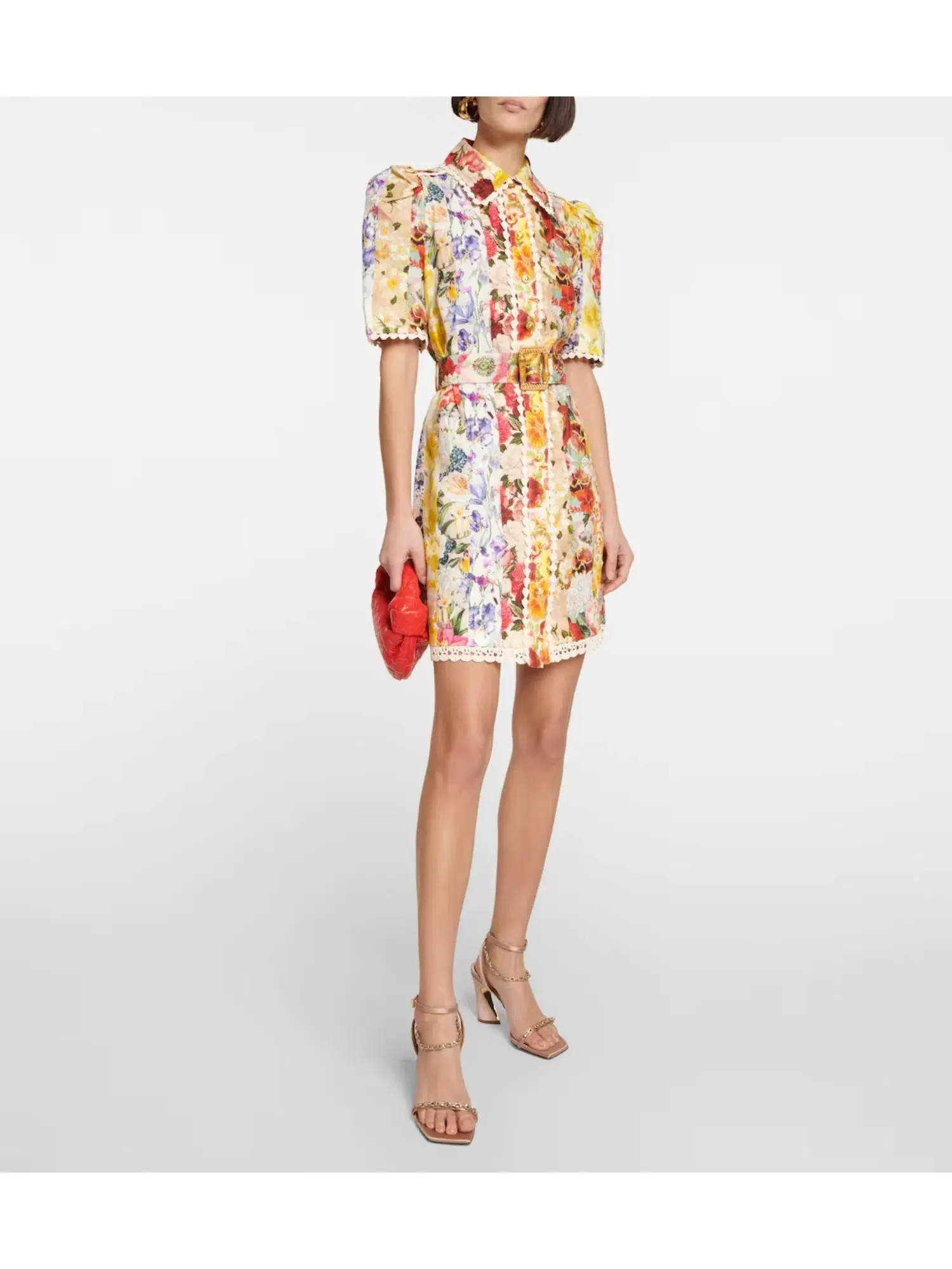 Zimmerman Wonderland Mini Shirt Dress in Spliced Stripe Floral Size 2 / AU 12 - Image 1