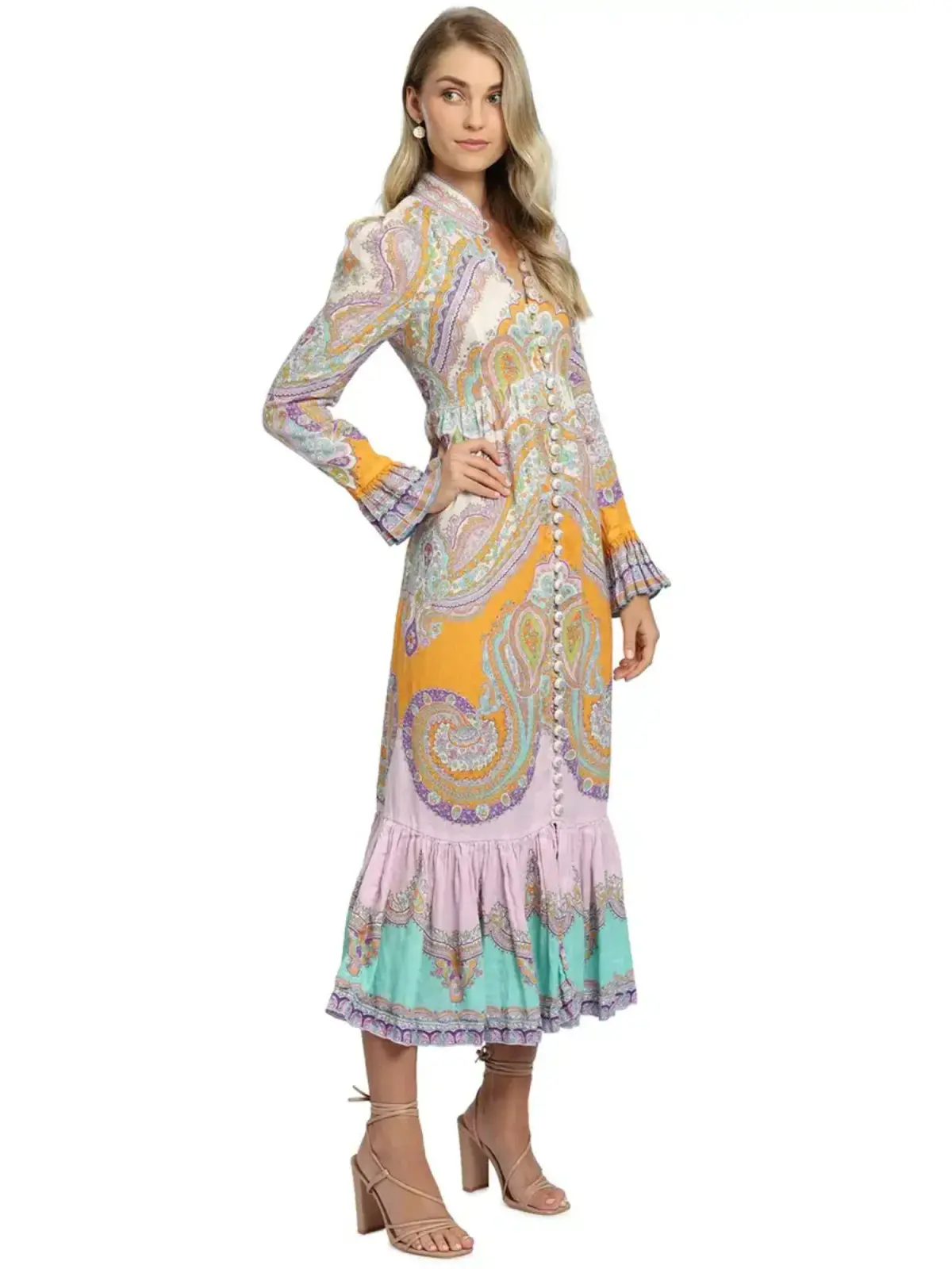 Zimmerman Lola Paisley Dress in Multi Print Size 1 / AU 10 - Image 2