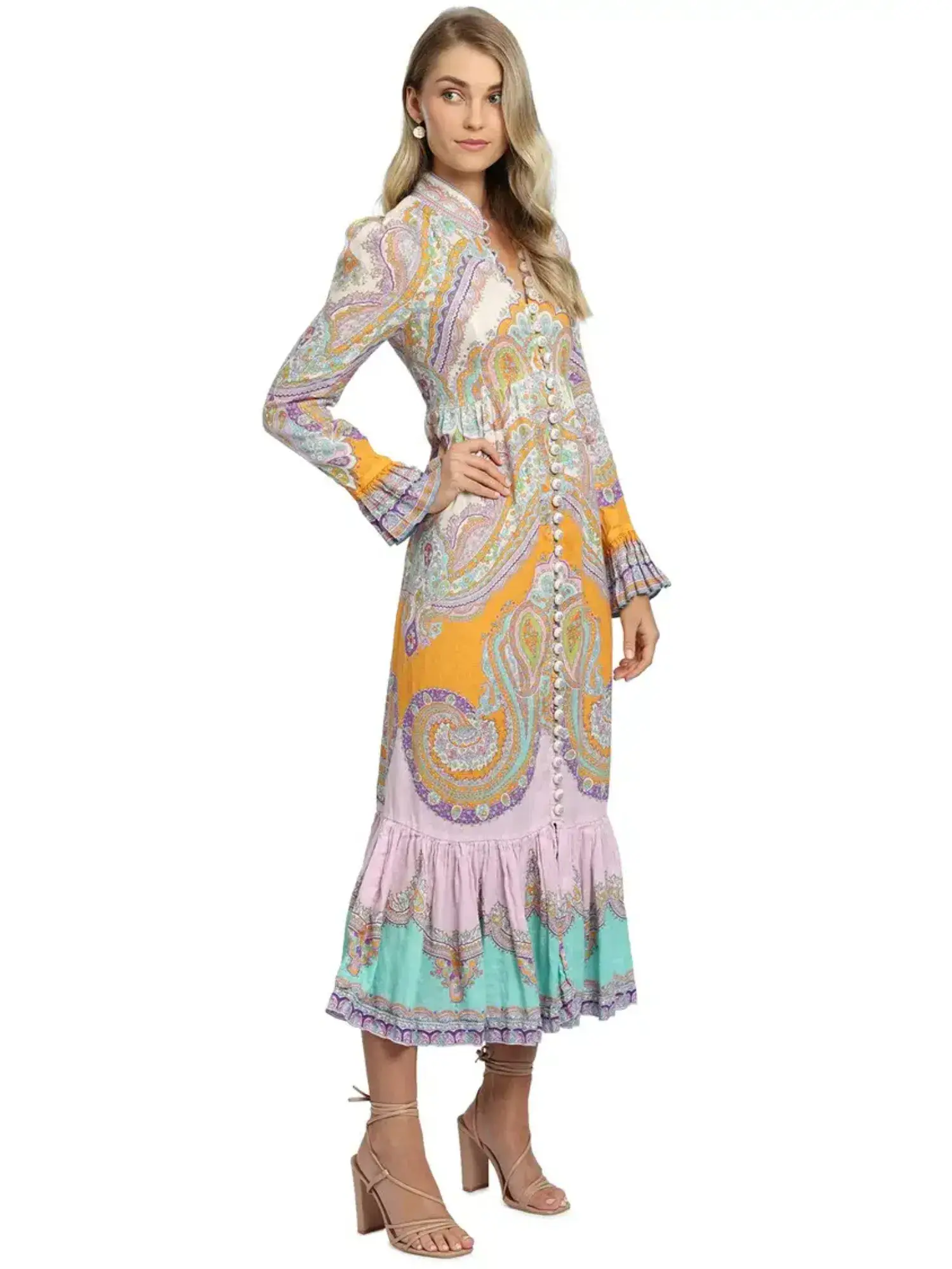 Zimmerman Lola Paisley Dress in Multi Print Size 1 / AU 10 - Image 2