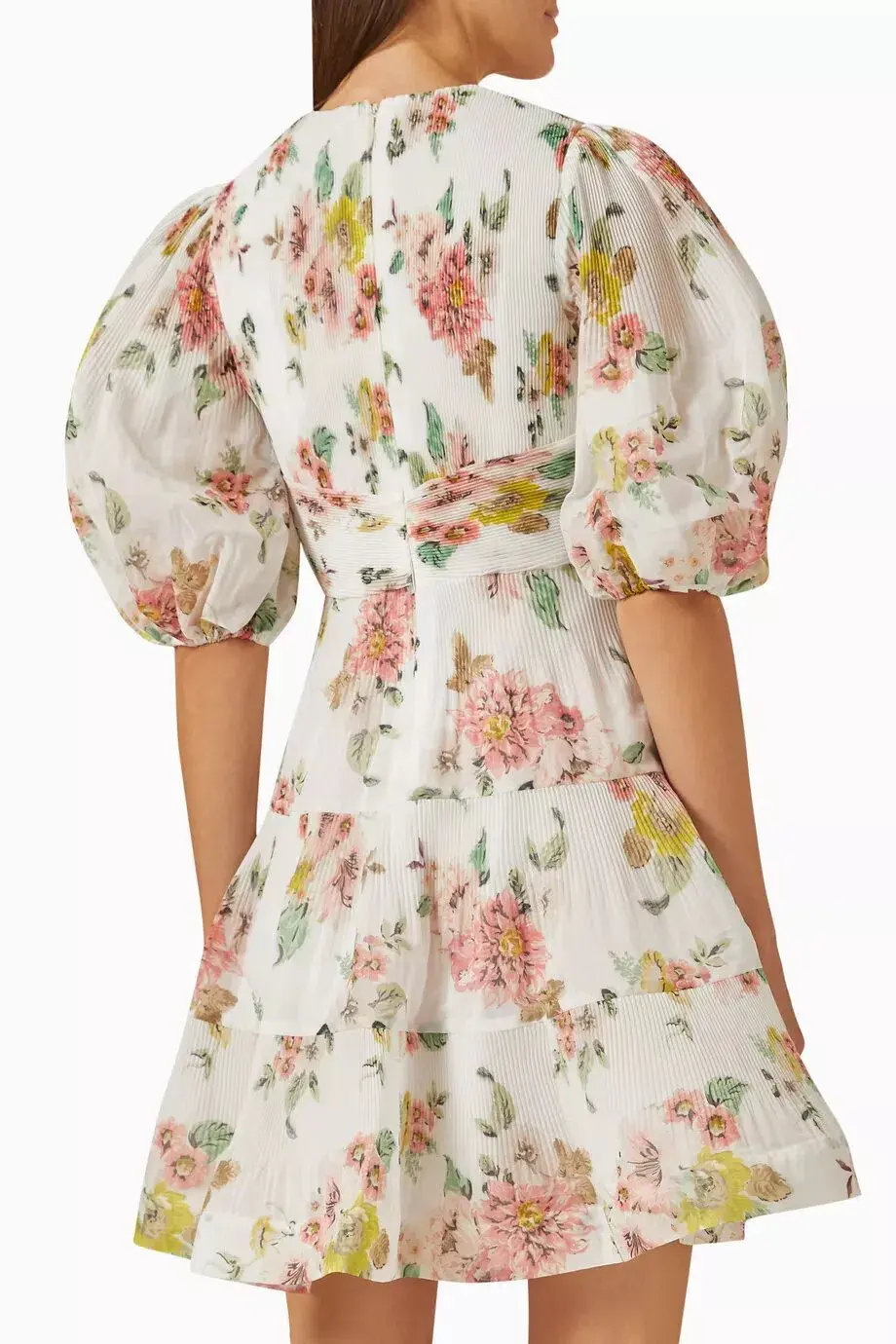 Zimmerman The Pleated Mini Dress in Coral Floral  Size 2/Au 12  - Image 2