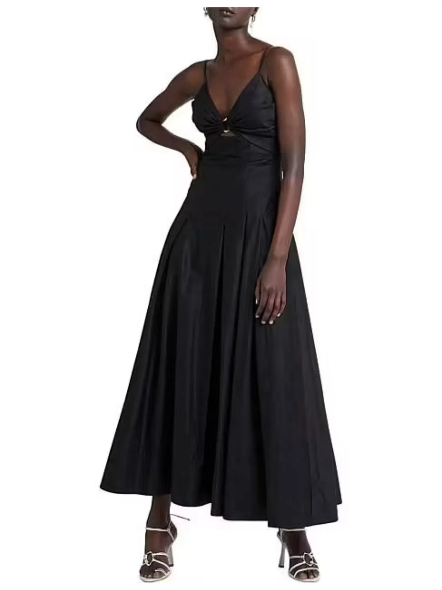 Aje Solstice Strappy Ring Midi Dress Black Size AU 8  - Image 1