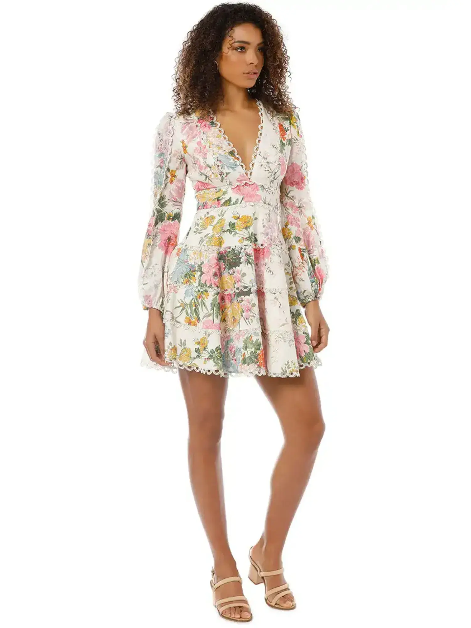 Zimmermann Heathers Flounce Short Dress Floral Print Size 1 / AU 10 - Image 2