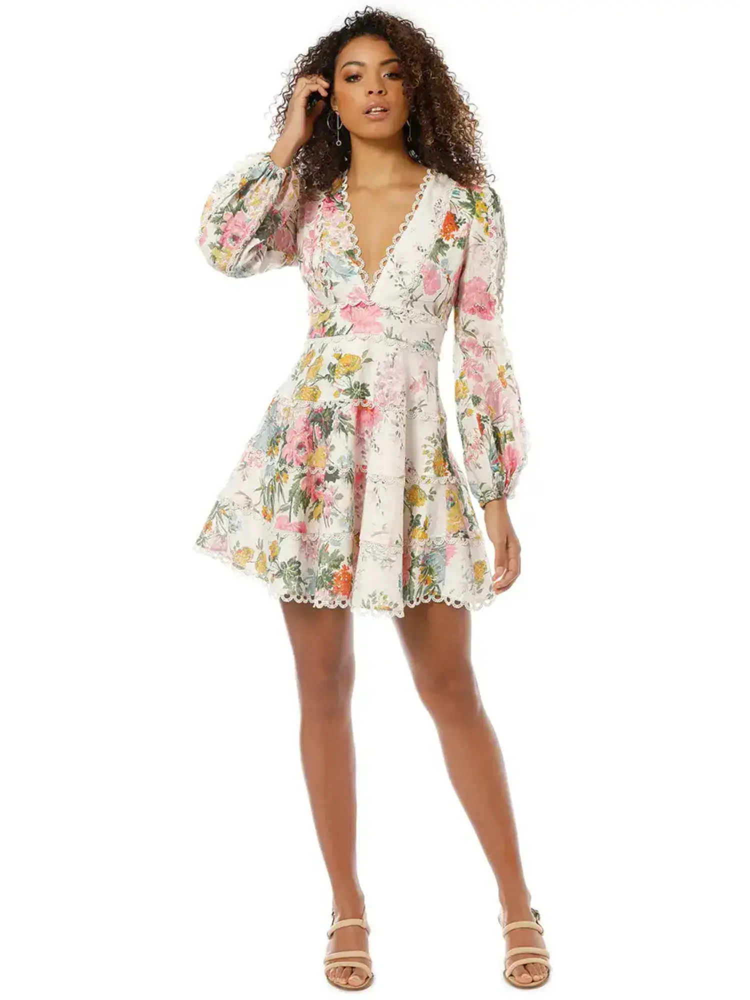 Zimmermann Heathers Flounce Short Dress Floral Print Size 1 / AU 10 - Image 1