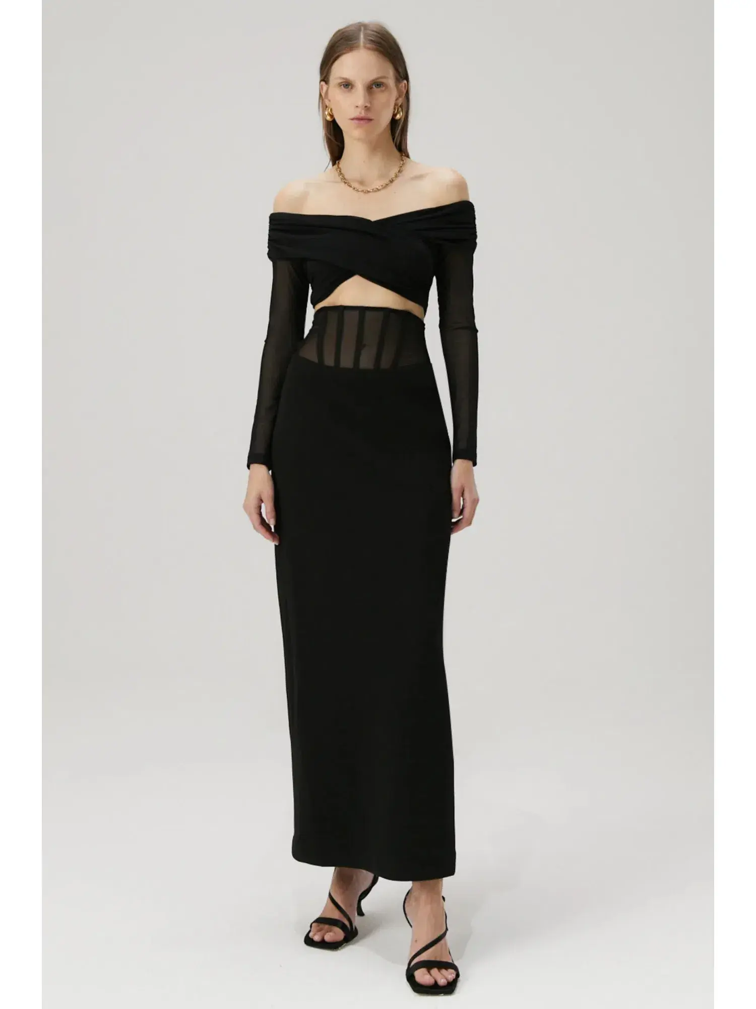 Misha Marceline Bonded Crepe Gown in Black Size S / AU 8 - Image 1