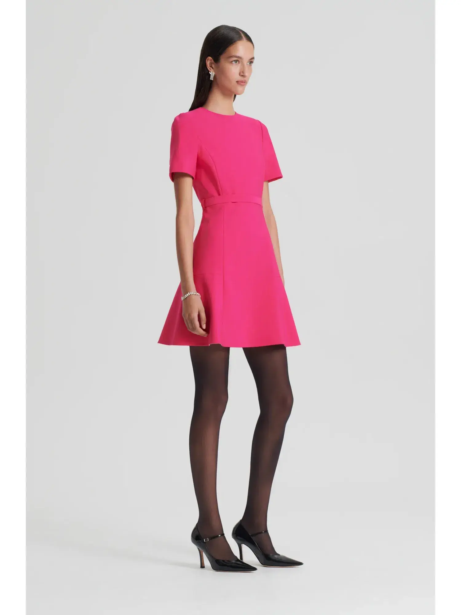 Scanlan Theodore Italian Milano Short Sleeve Dress in Raspberry Size AU 6 - Image 3