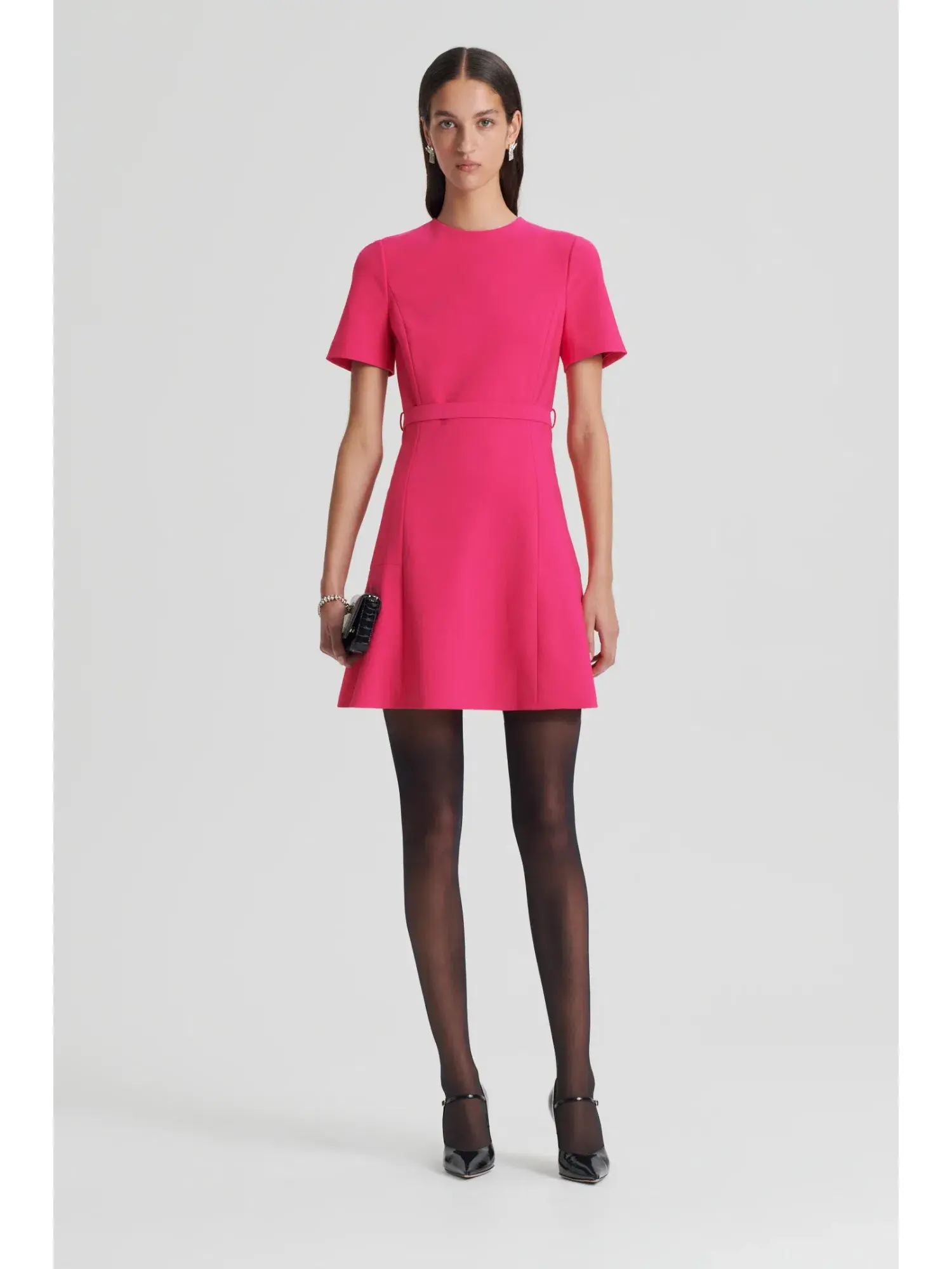 Scanlan Theodore Italian Milano Short Sleeve Dress in Raspberry Size AU 6 - Image 1