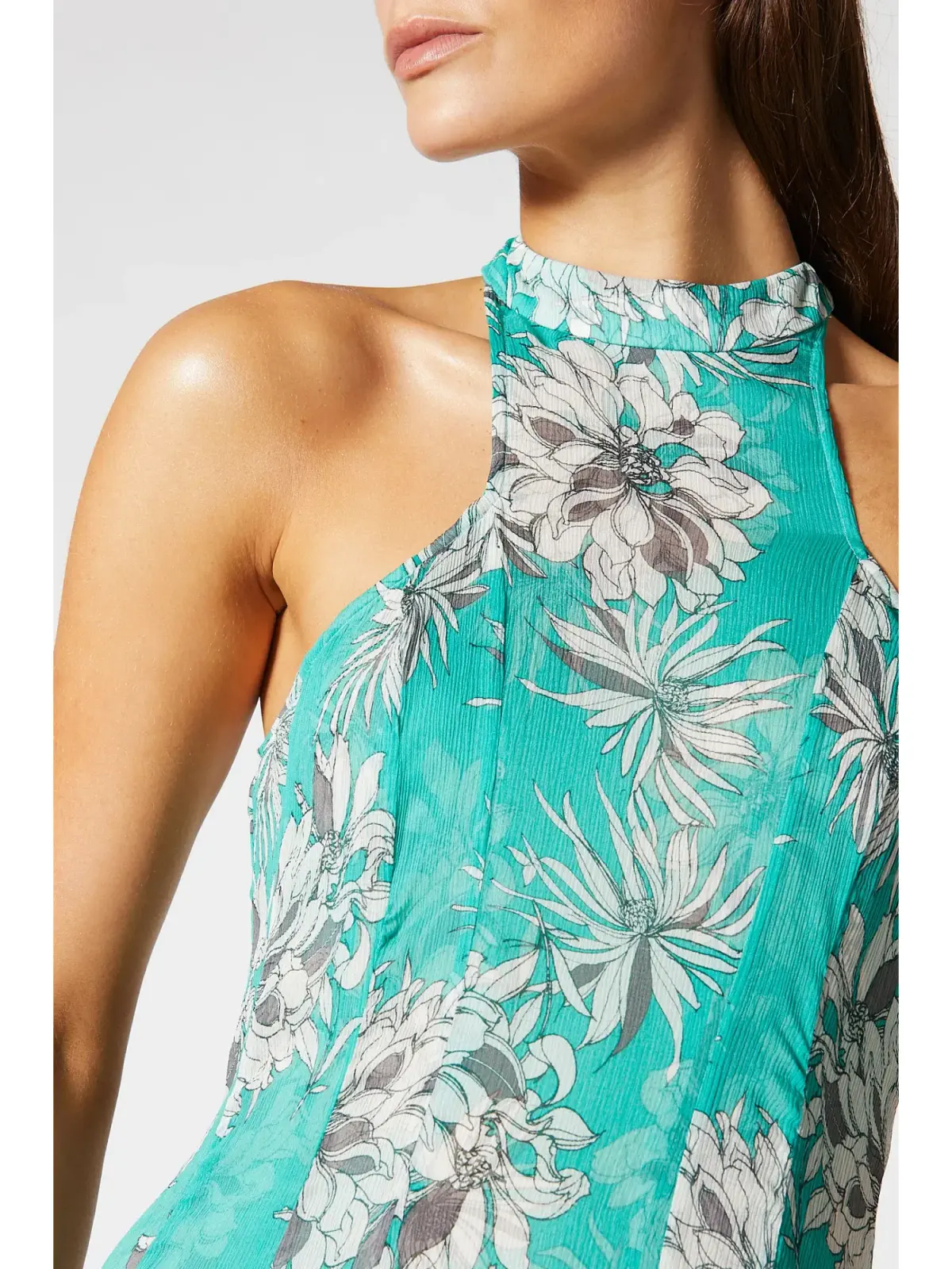 Scanlan Theodore Silk Georgette Floral Dress Spearmint Size AU 12 - Image 3