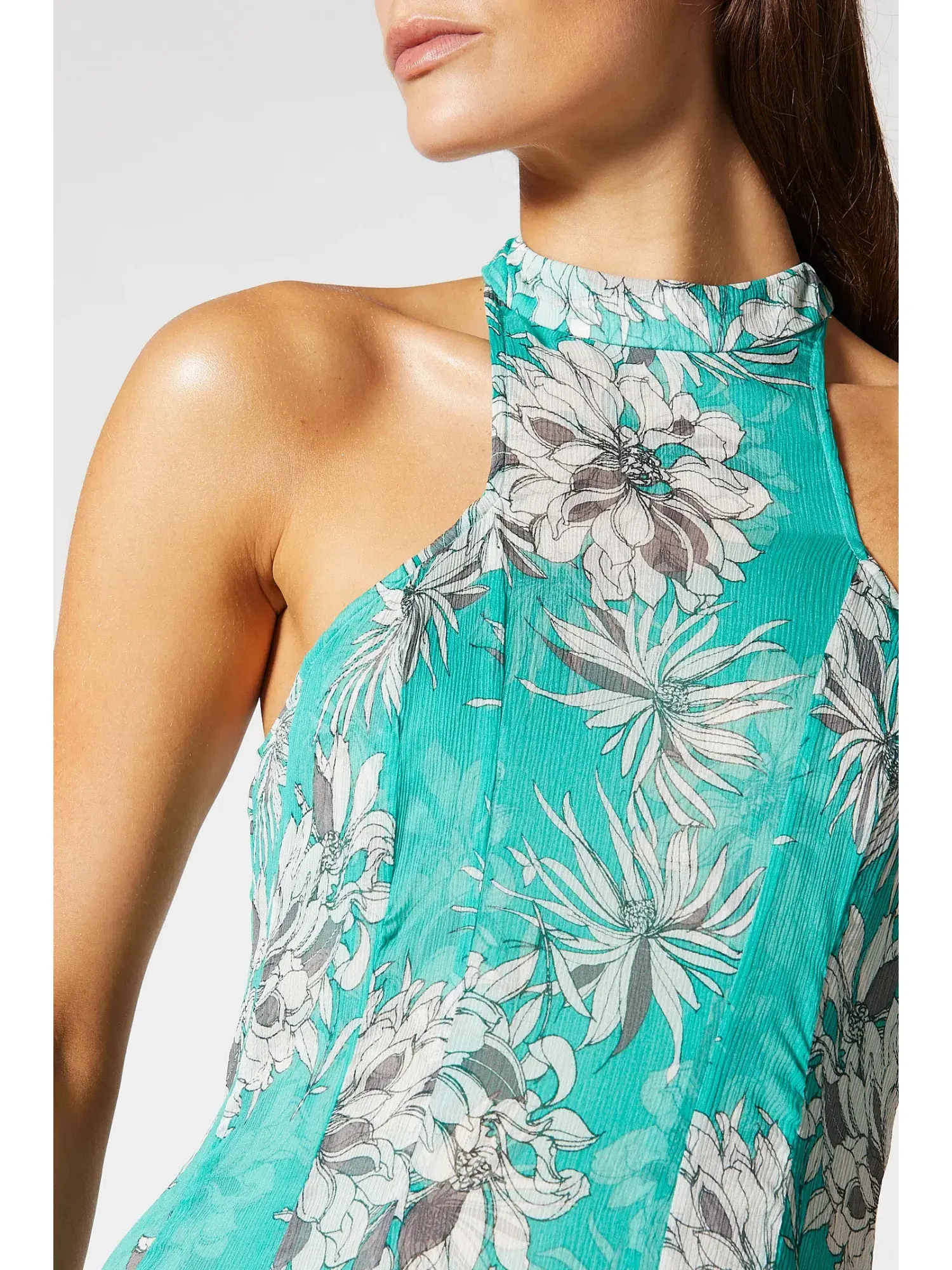 Scanlan Theodore Silk Georgette Floral Dress Spearmint Size AU 12 - Image 3