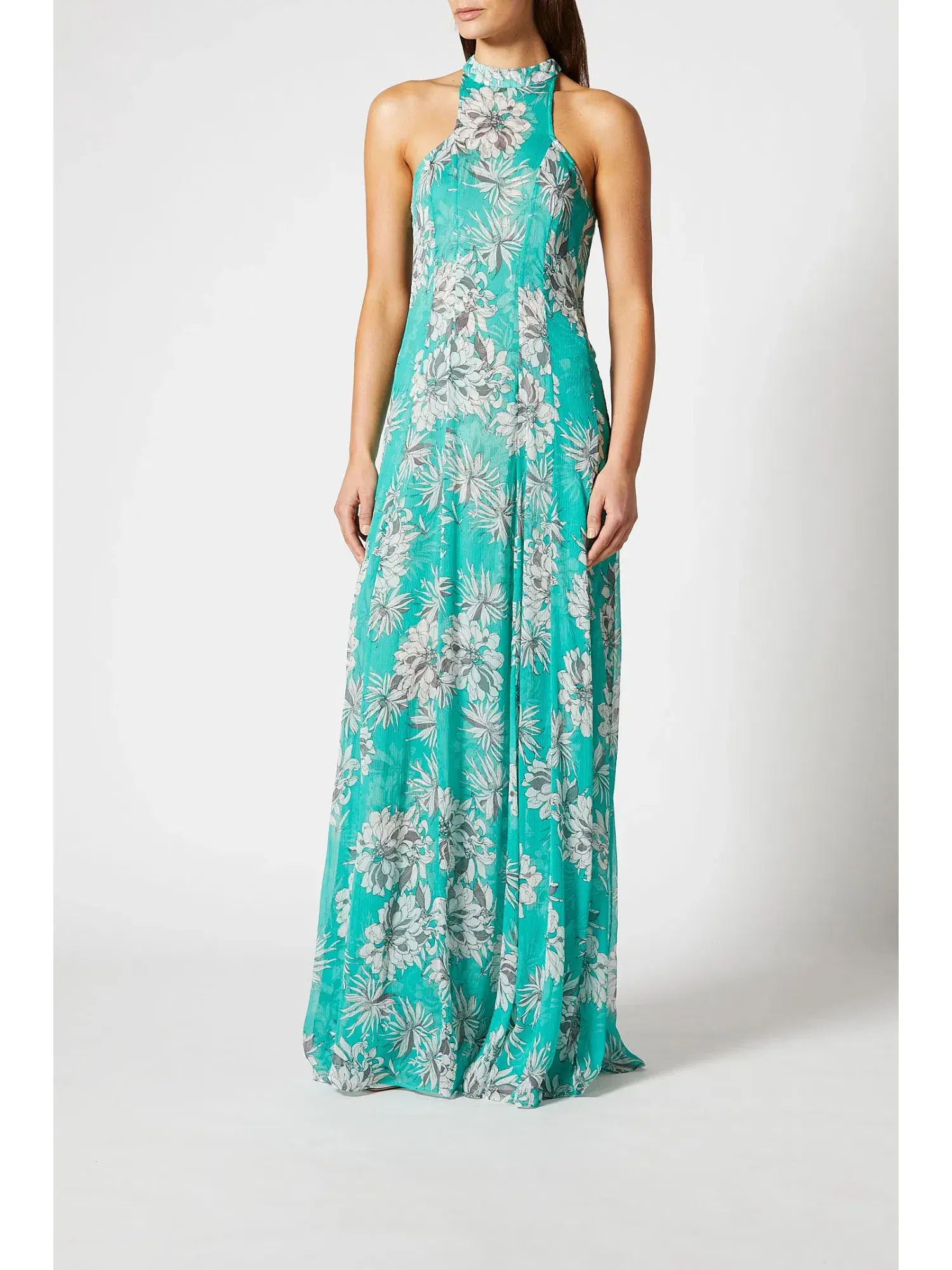 Scanlan Theodore Silk Georgette Floral Dress Spearmint Size AU 12 - Image 1