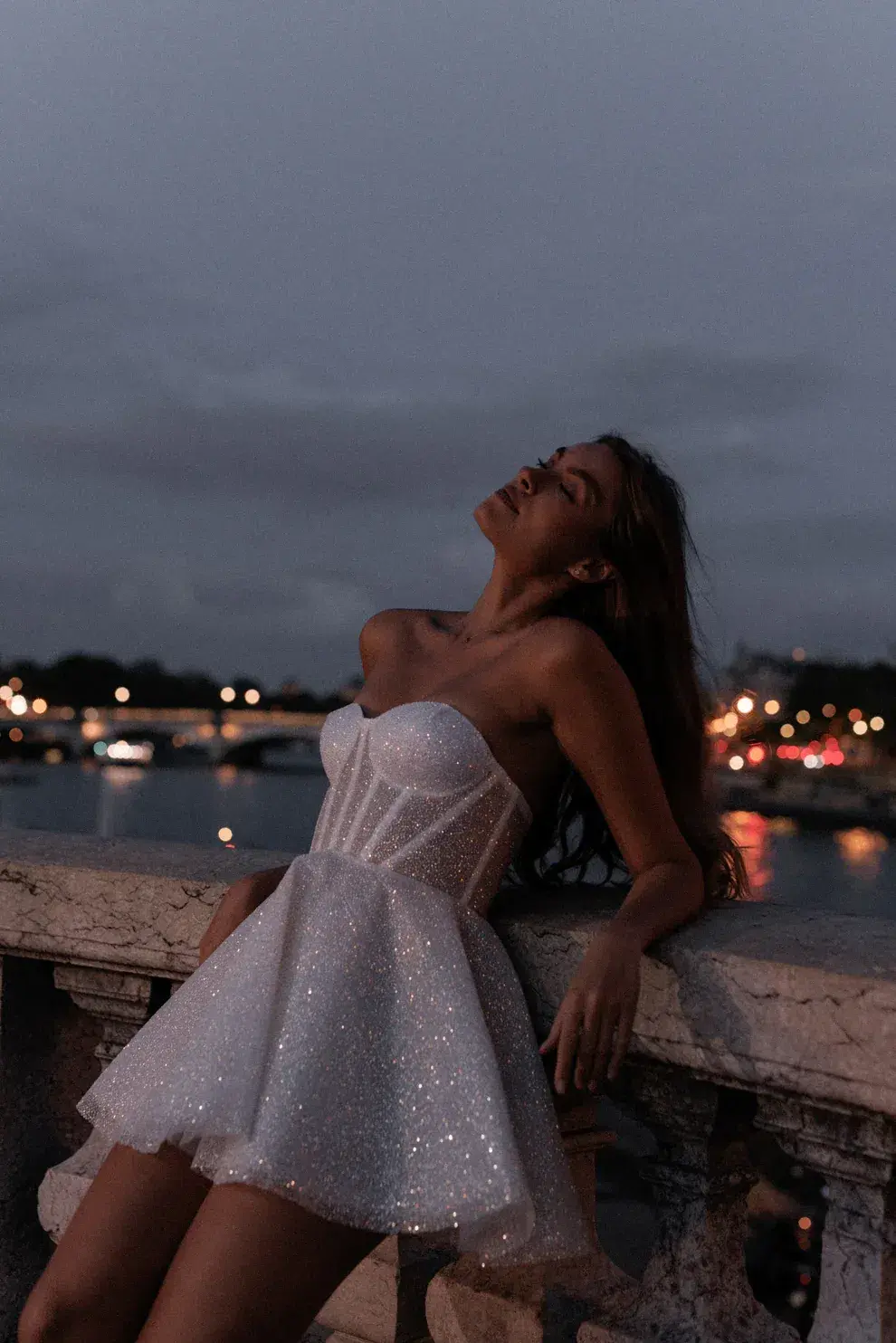Rosie Etienne Emmelie Bridal Mini Dress Silver White Size 8 - Image 4