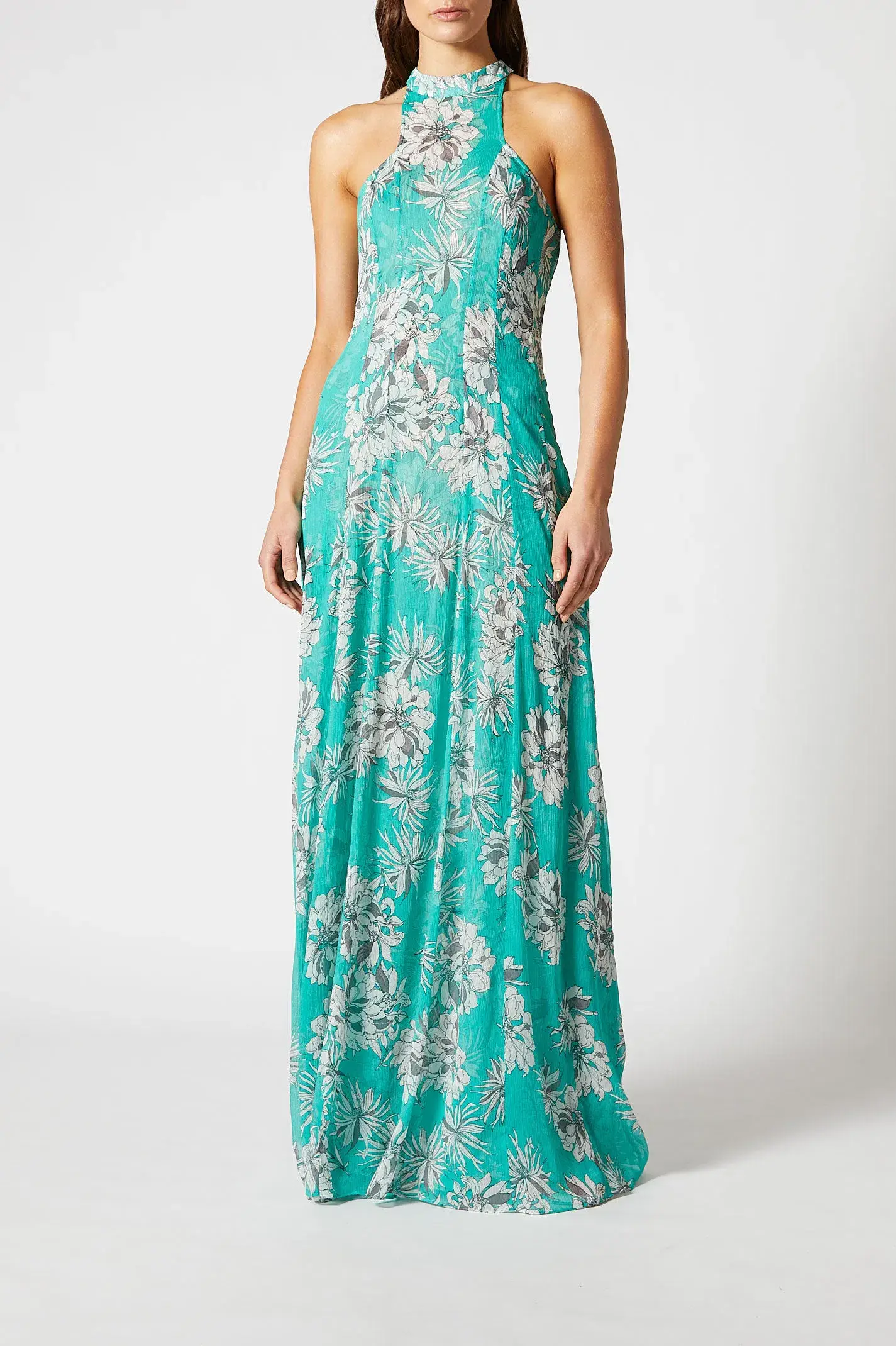 Scanlan Theodore Silk Georgette Floral Dress Spearmint Size AU 8 - Image 1