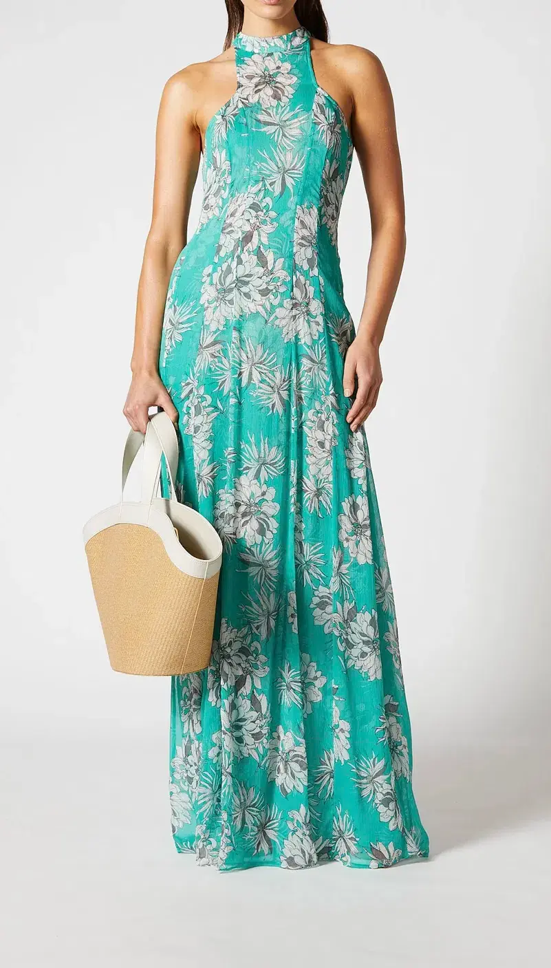 Scanlan Theodore Silk Georgette Floral Dress Spearmint Size AU 8 - Image 4