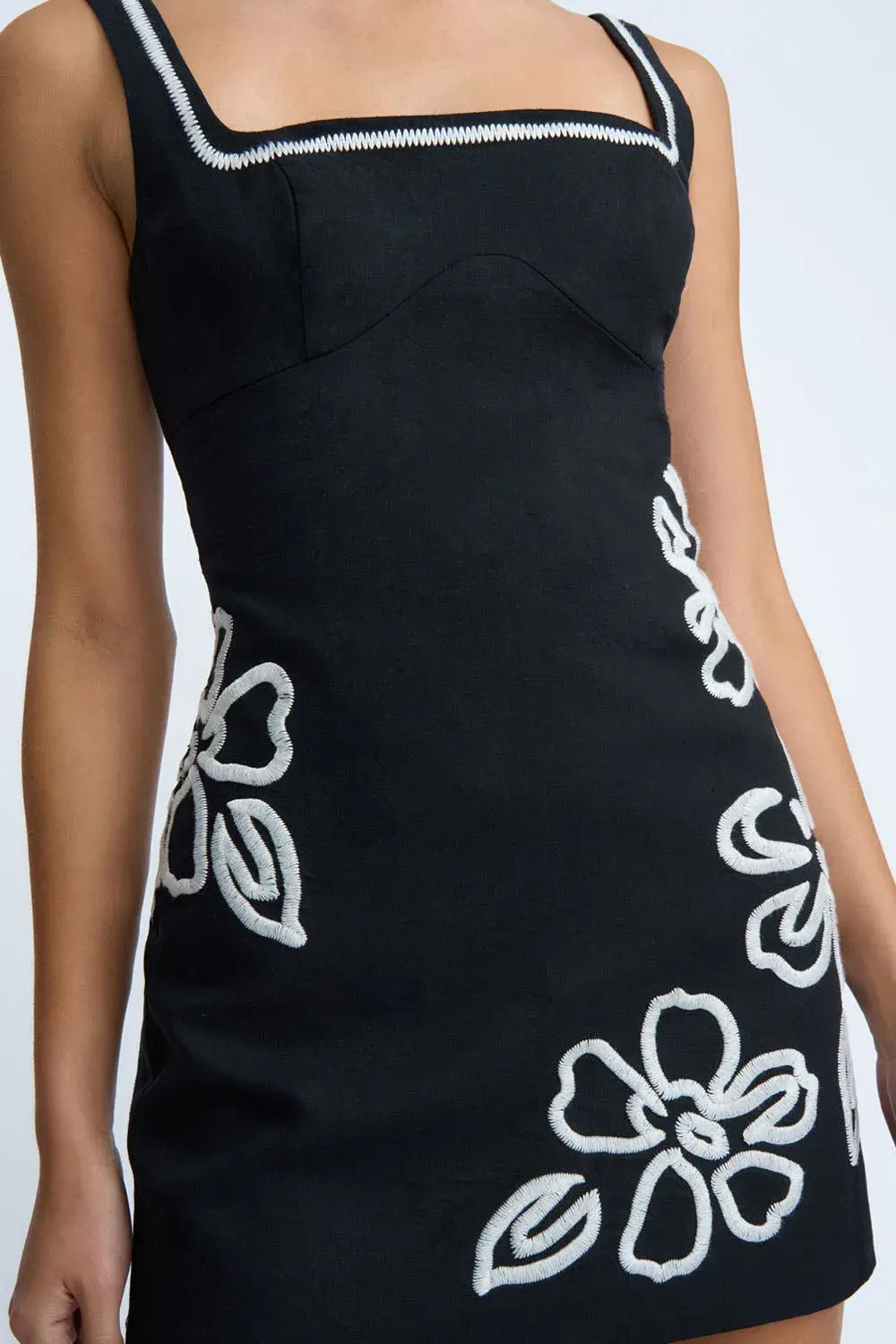 By Johnny Hibiscus Rose MIni Dress in Black Ivory Size 12  for rent on The Volte - main image