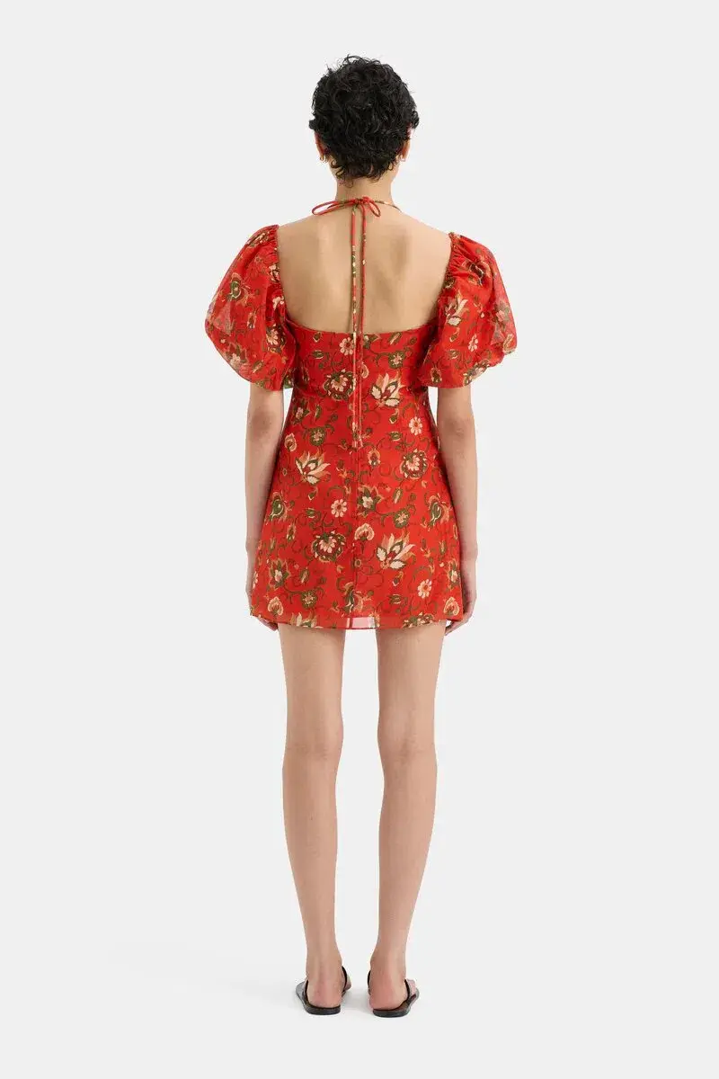 Sir the Label Reyes Puff Sleeve Mini Dress Cactus Flower Size 0 / AU 6 - Image 2