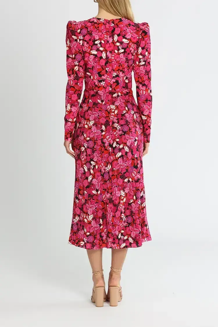 Rebecca Vallance Bramble Midi Dress Pink Floral Size 16 - Image 3