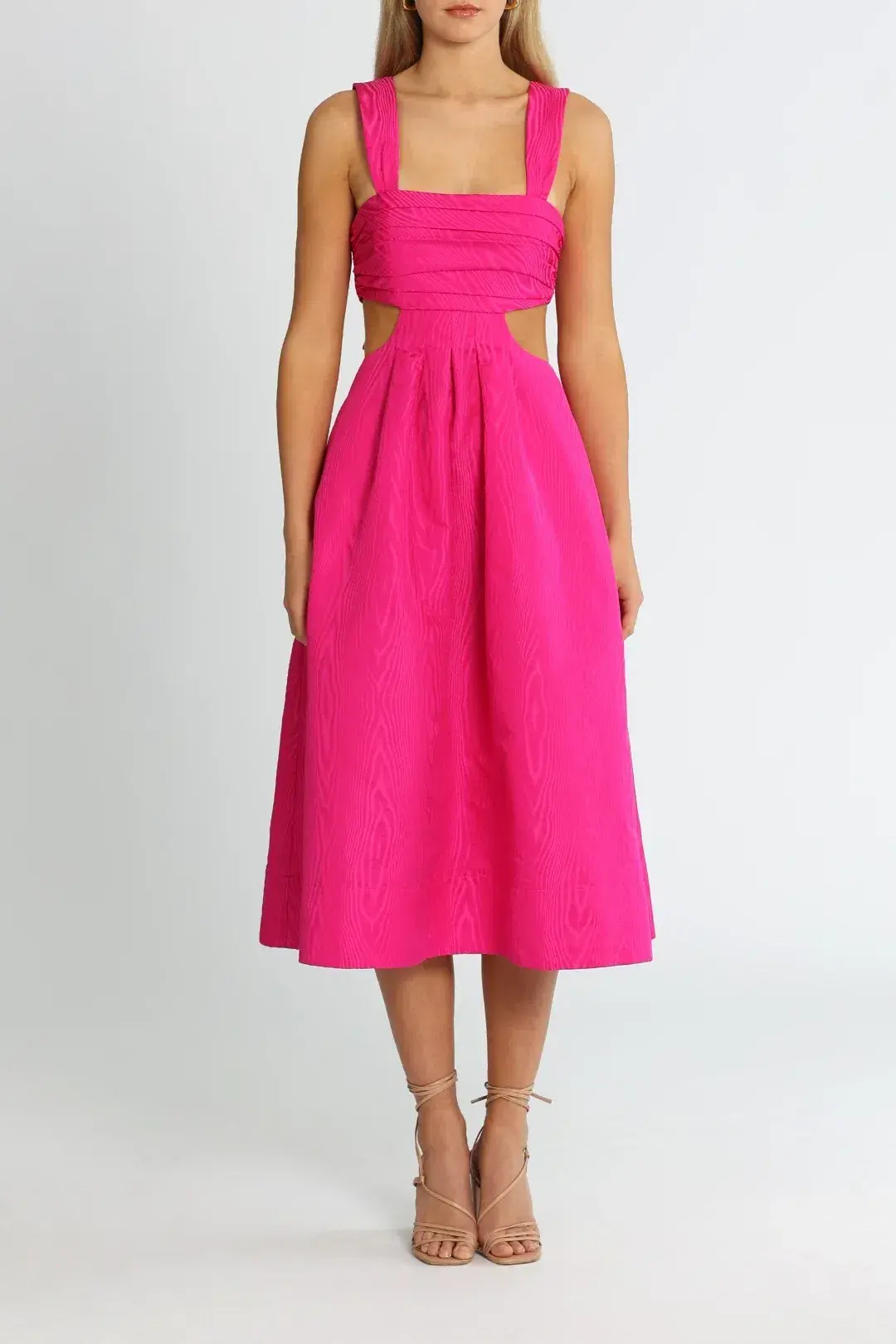 Rebecca Vallance Frenchy Cut Out Midi Dress Pink Size 12 - Image 1
