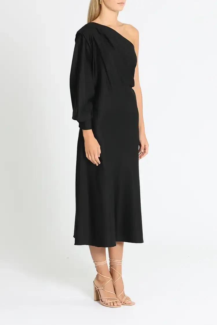 Arnsdorf Wendy Midi Dress in Black Size 8 for rent on The Volte - main image