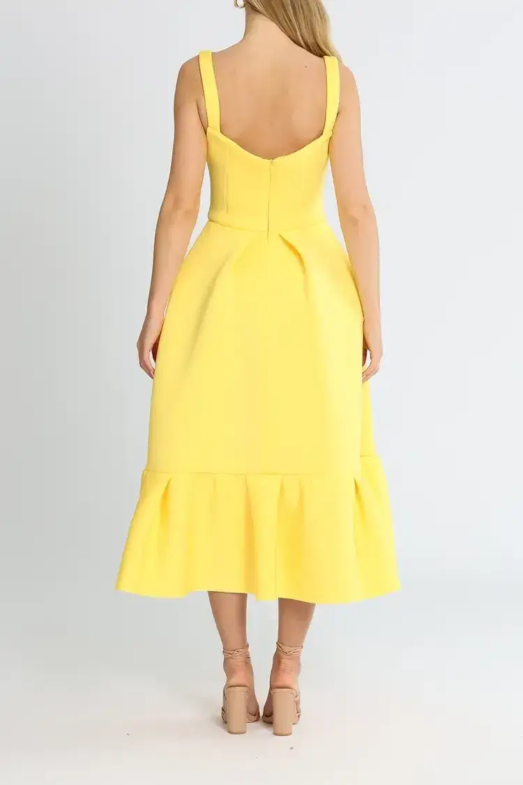 Rachel Gilbert Cora Midi Dress in Yellow Size 14 - Image 3