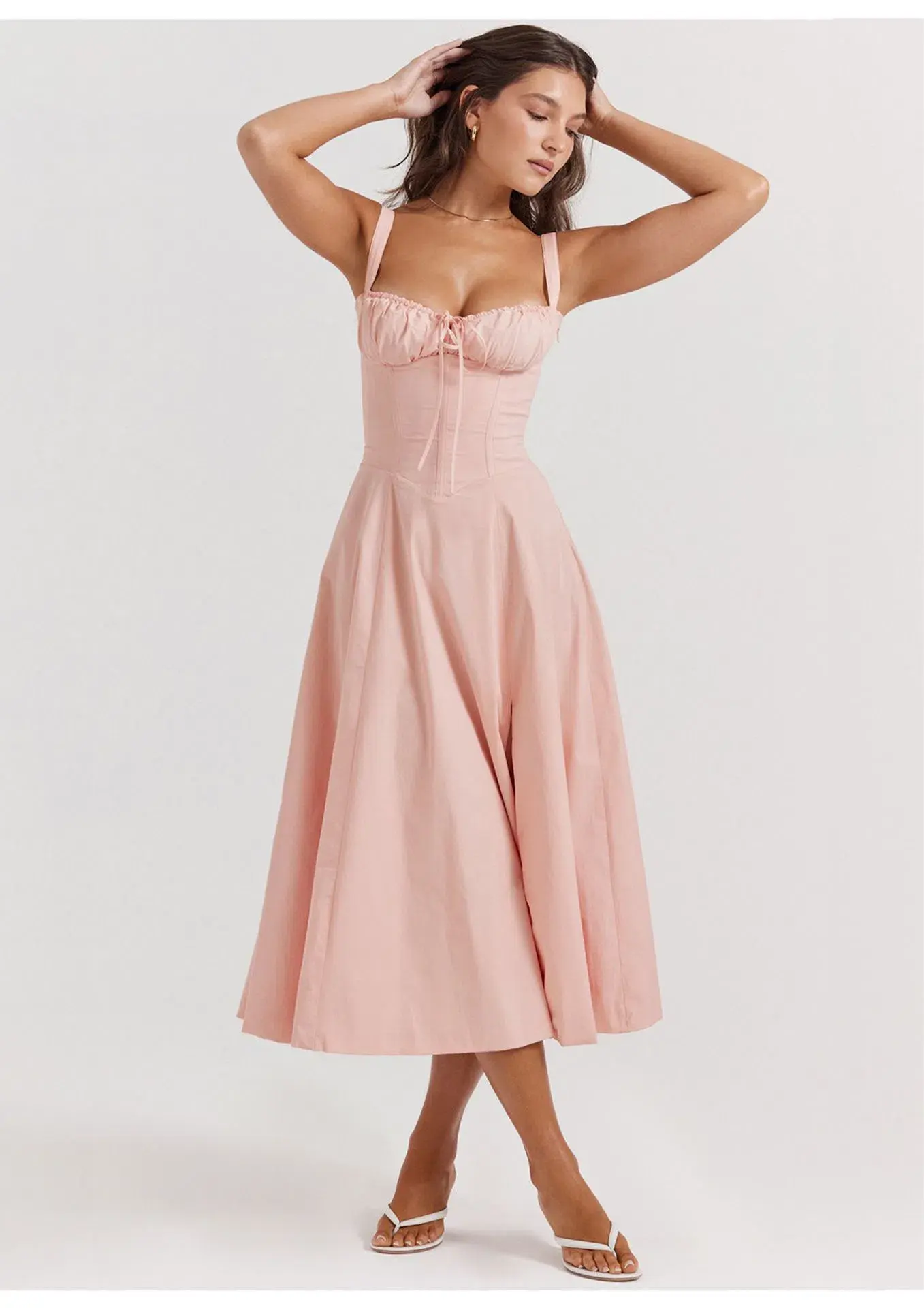 House of CB Carmen Bustier Sun Dress Baby Pink Size XS / AU 6-8 - Image 1