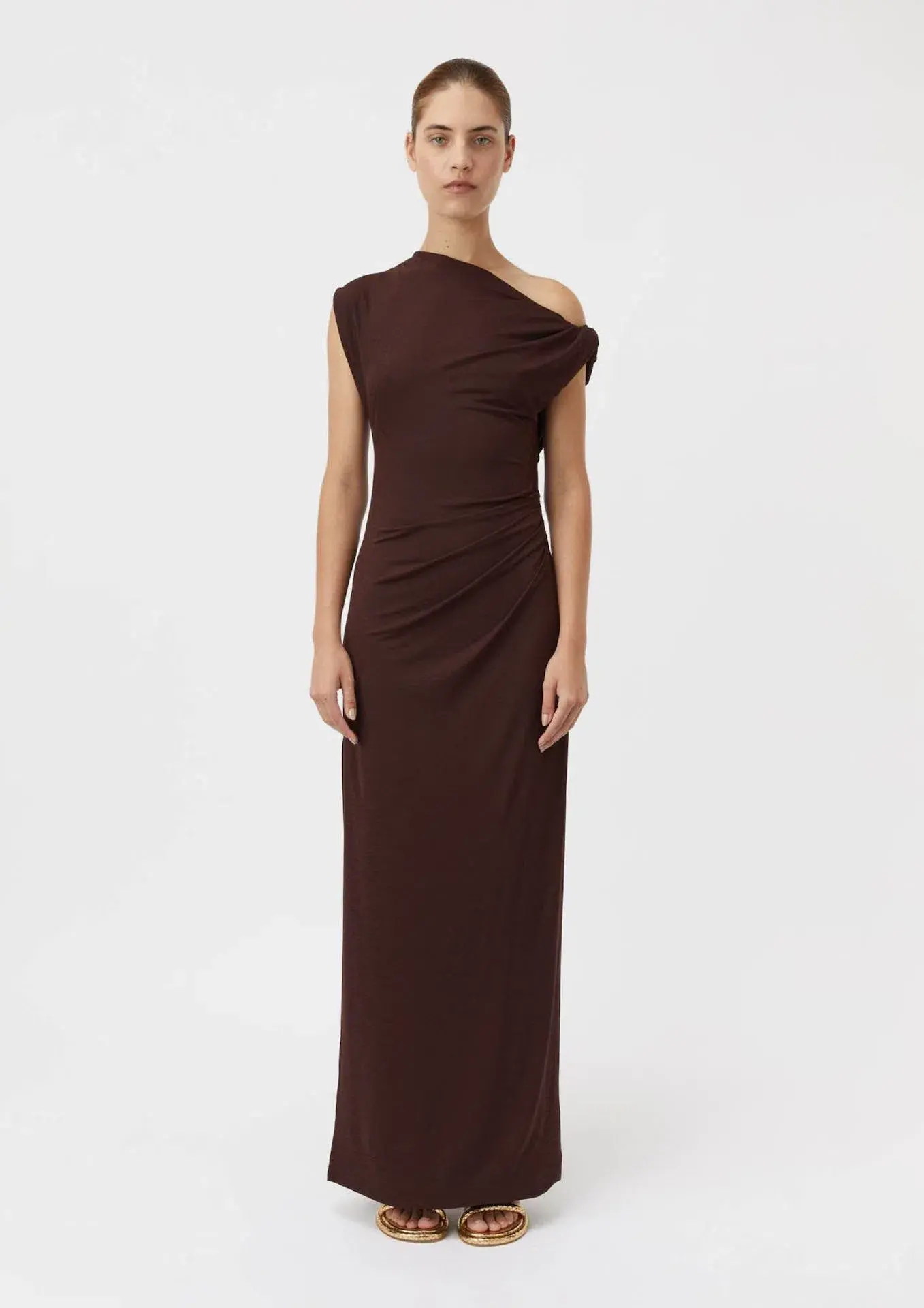 Camilla and Marc Annalise Draped Maxi Dress Chocolate Brown Size 8 - Image 1
