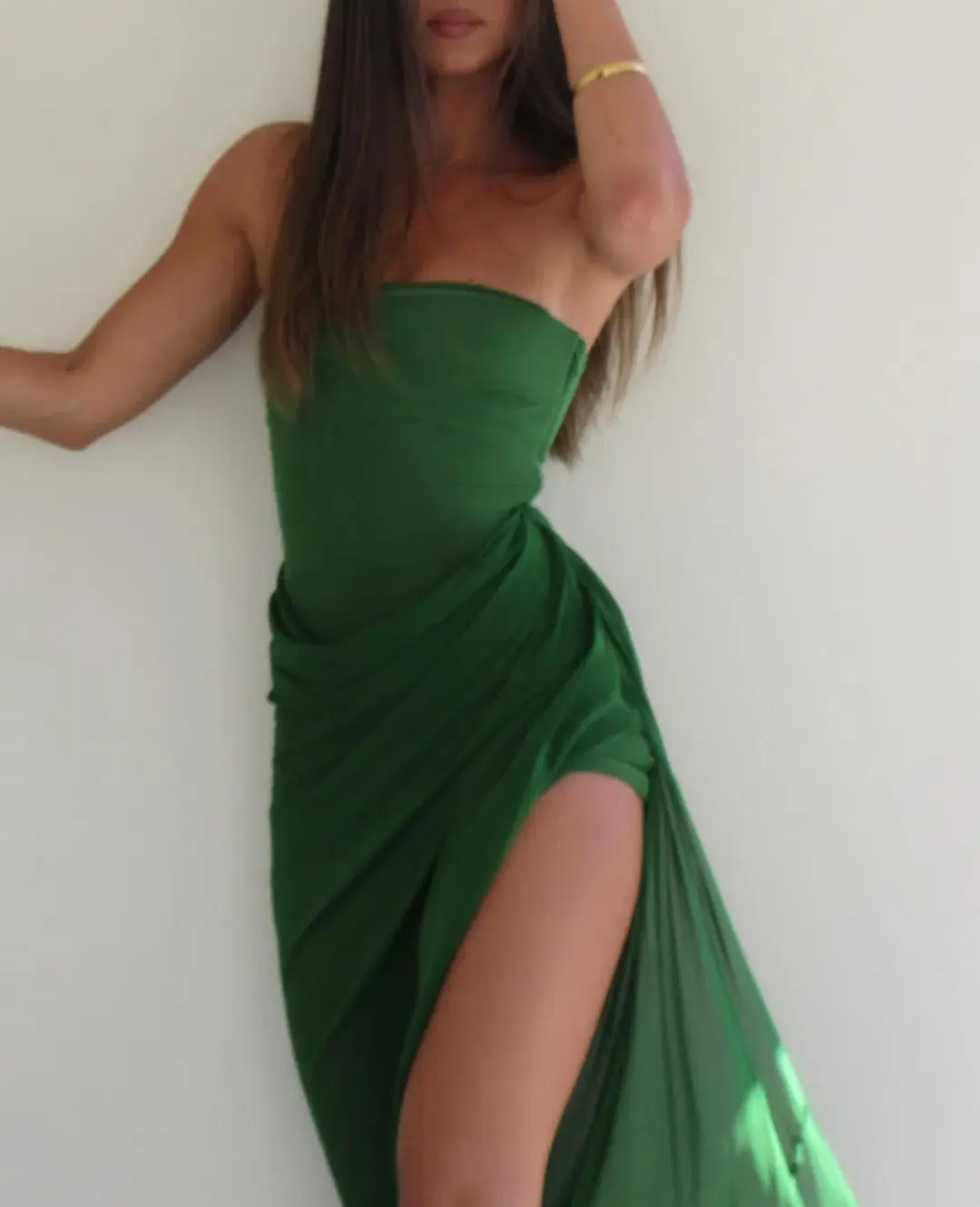 Bec & Bridge Aida Draped Maxi Dress Pine Green Size 8 for rent on The Volte - main image