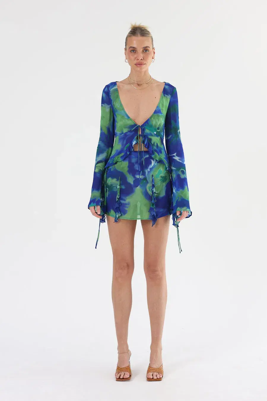 Isabelle Quinn Myla Ruffle Blouse Size 12 & Ruffle Mini Skirt Size 12 Set  - Image 3