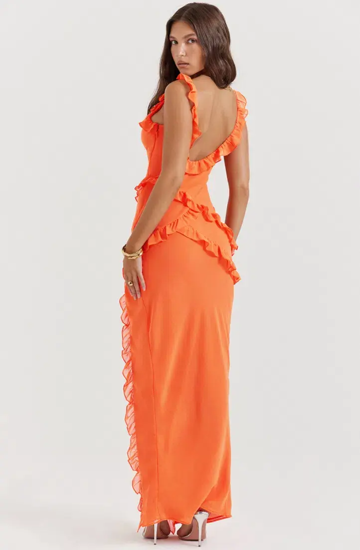 House of CB Pixie Ruffle Maxi Dress in Flame Orange Size XS / AU 6 - 8 - Image 3