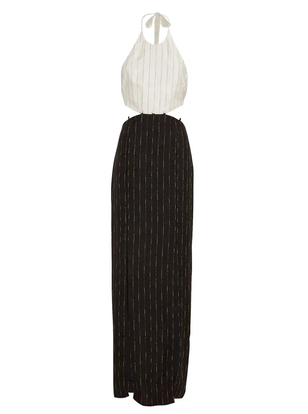 Dion Lee Pinstripe Tie Gown Black/Ivory Size 8 - Image 4
