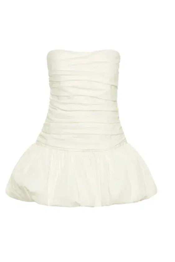 MESHKI FRAN Ruched Cotton Mini Dress - White - Size XS / AU 6 - Image 8