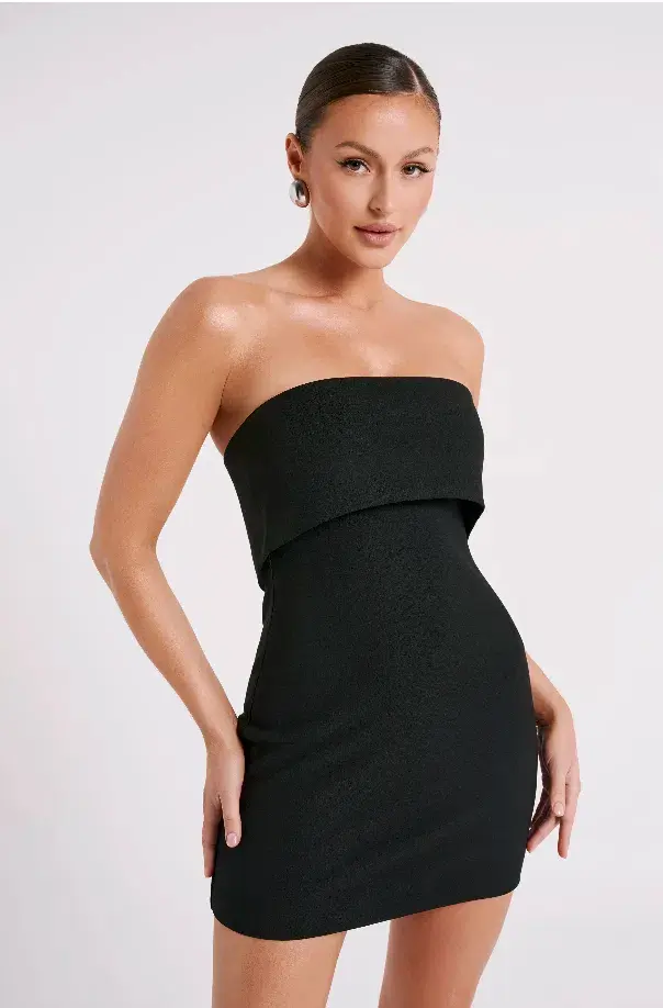 MESHKI Mariska Strapless Mini Dress Black  Size XS / AU 6 for rent on The Volte - main image