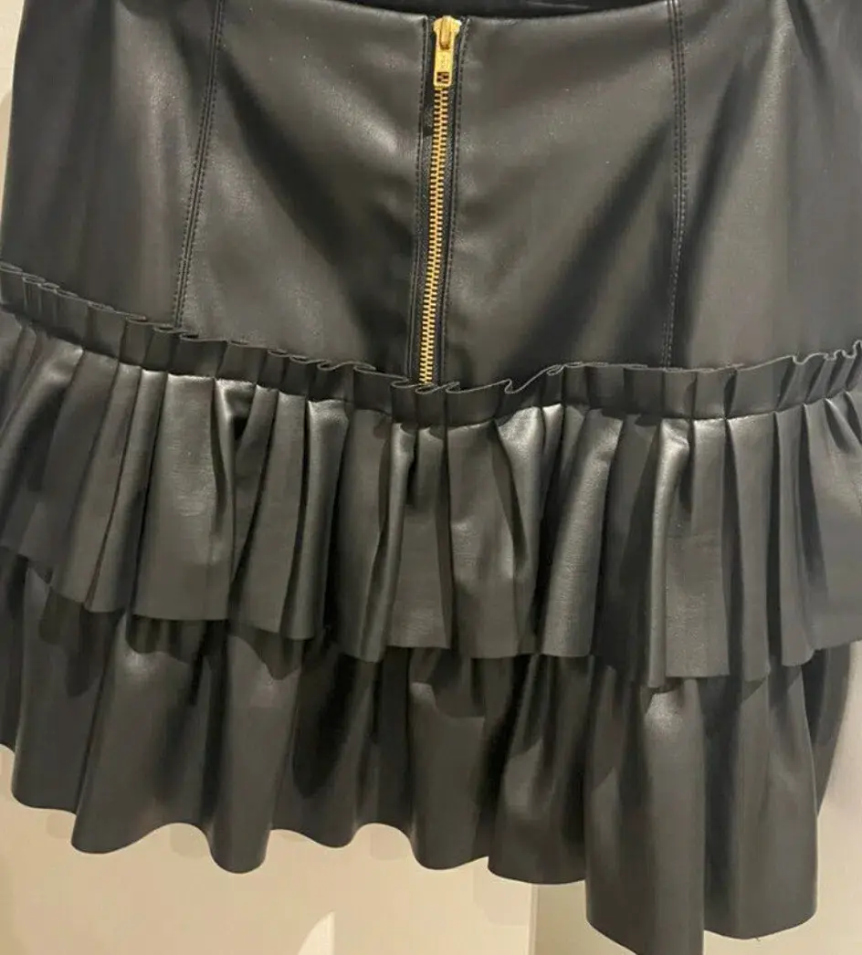 AJE Kindred Tiered Mini Skirt Black Size 8 - Image 4