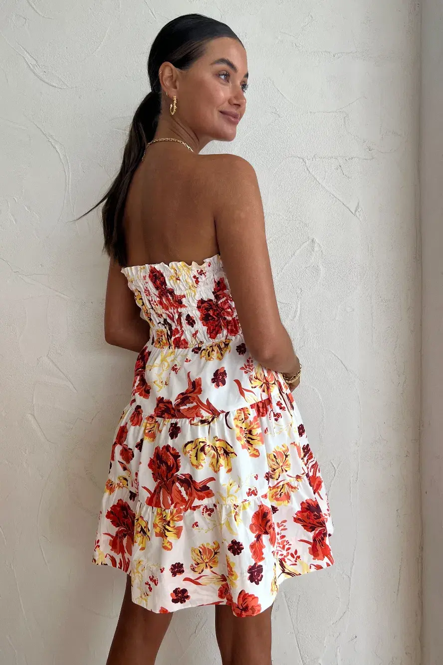 Shona Joy Kalani Shirred Strapless Mini Dress Floral Size 12 - Image 3