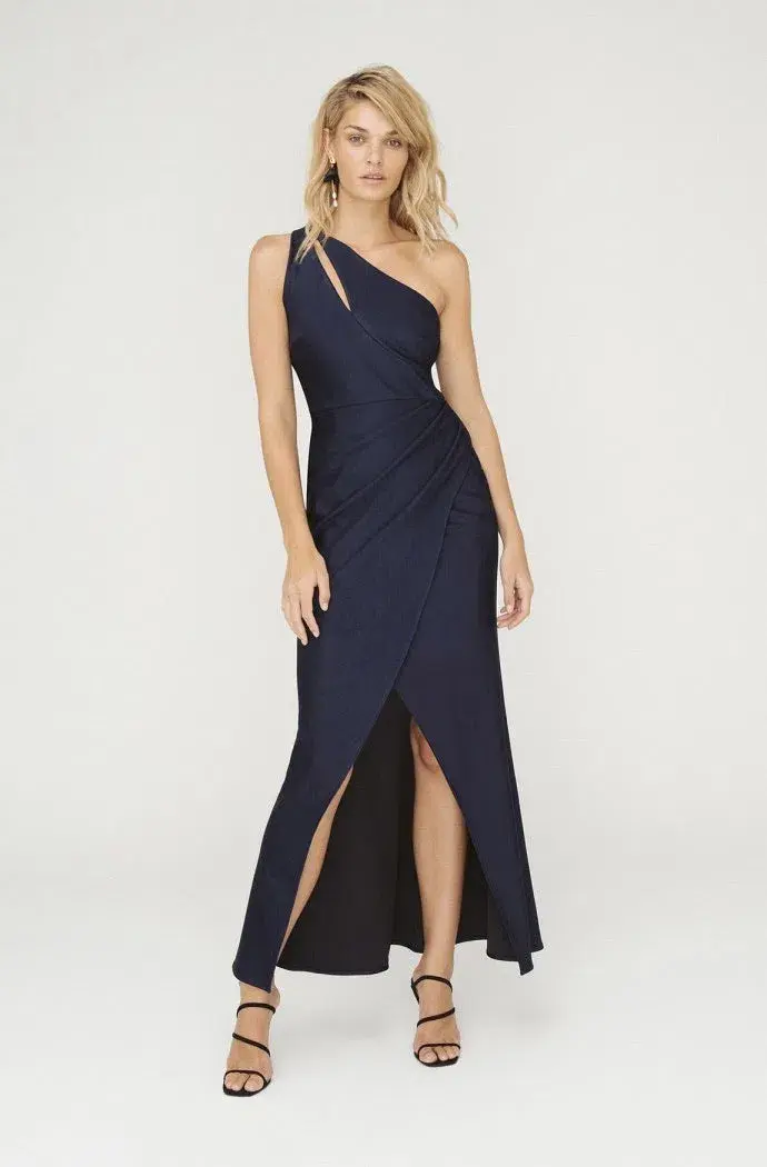 Sheike Matrix Maxi Gown Navy Size 14 - Image 1