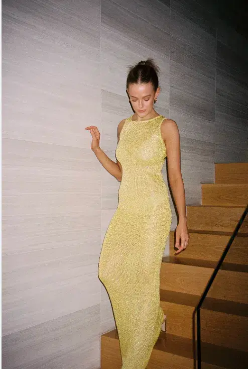 Asta Resort Natalia Maxi Dress in Chartreuse Sequin Size 8 - Image 2