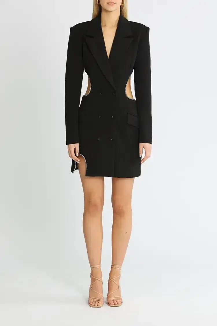 MISHA Fay Bonded Crepe Dress Black Size 8/S - Image 1