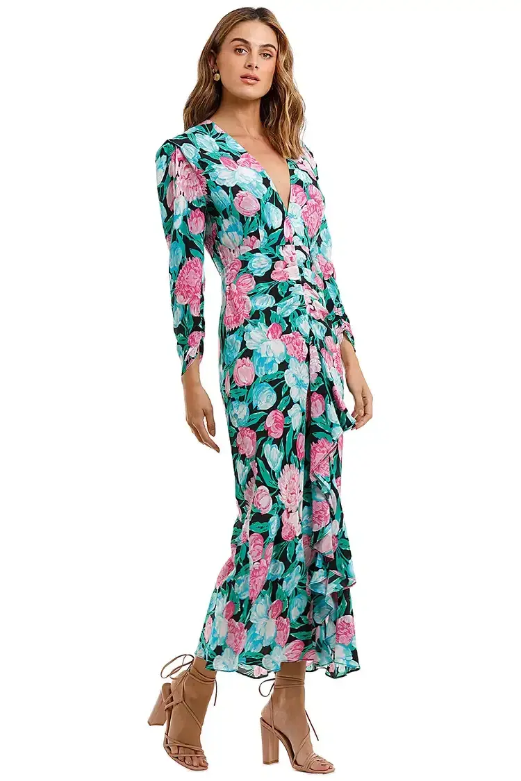 Rixo London Paloma Tulip Floral Maxi Dress Multi Floral Size 8 - Image 2