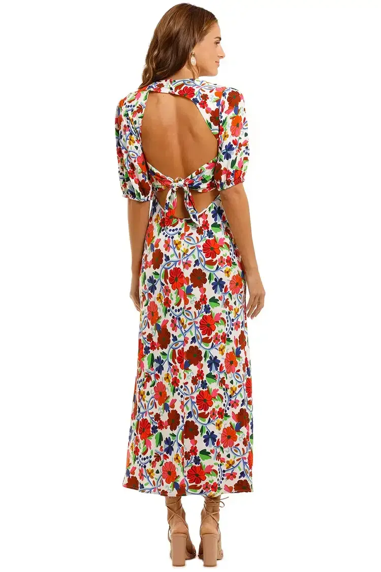 Rixo London Steph Crepe Midi Dress Floral Size 10 - Image 3