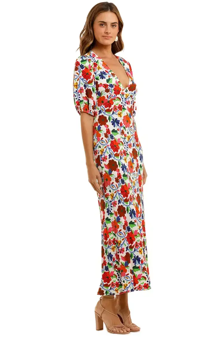 Rixo London Steph Crepe Midi Dress Floral Size 10 for rent on The Volte - main image