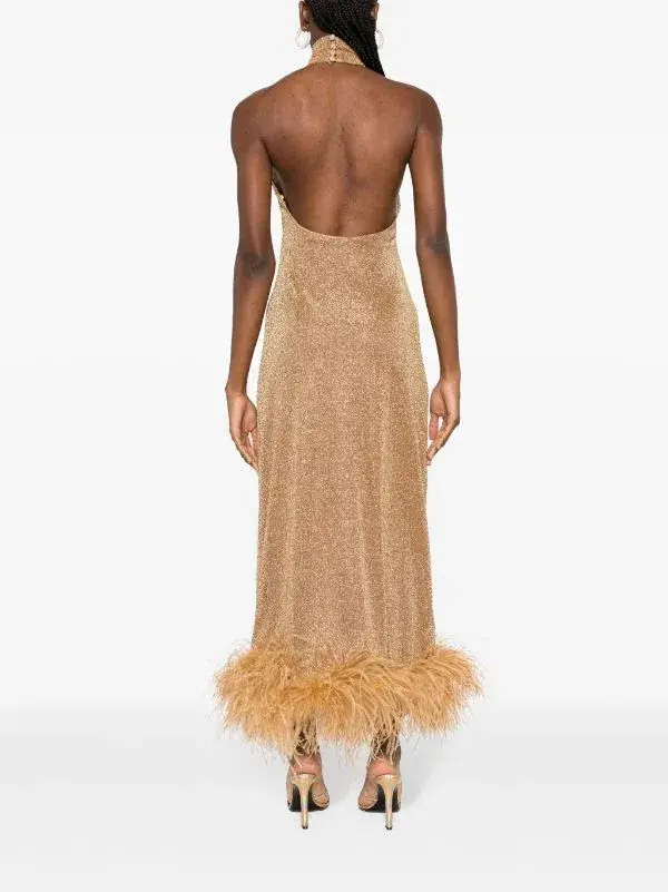 Oseree Lumiere Plumage Dress Gold Size S / AU 6 - Image 3