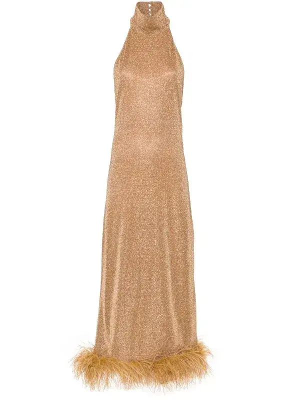 Oseree Lumiere Plumage Dress Gold Size S / AU 6 - Image 5