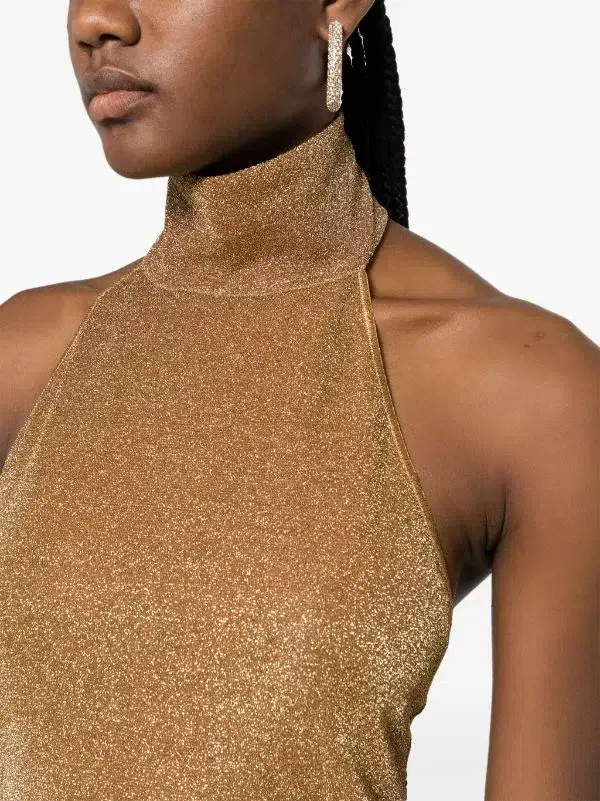 Oseree Lumiere Plumage Dress Gold Size S / AU 6 - Image 4