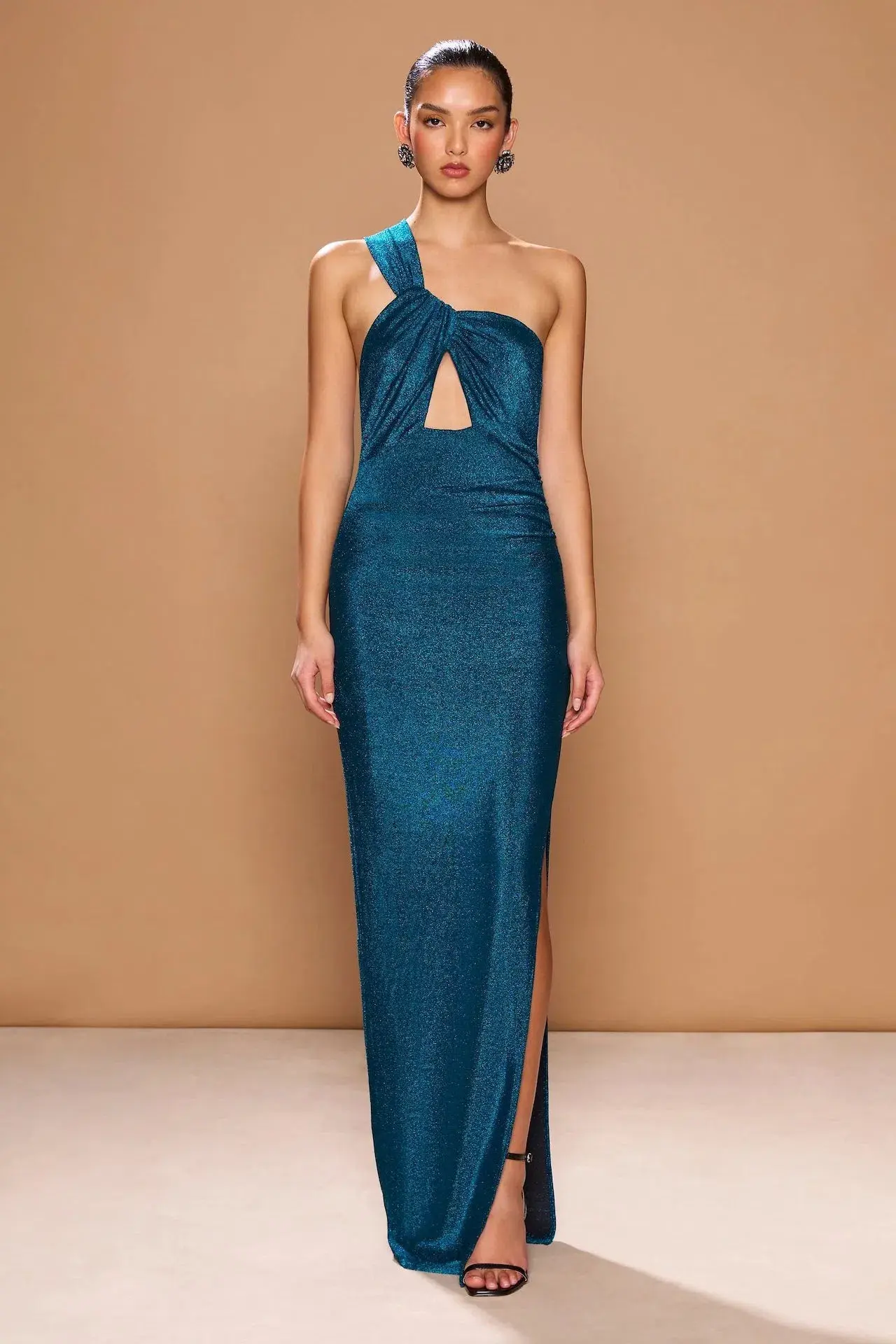 Sonya Moda Acquavena Shimmer Maxi Dress Aquamarine Size 6 - Image 1