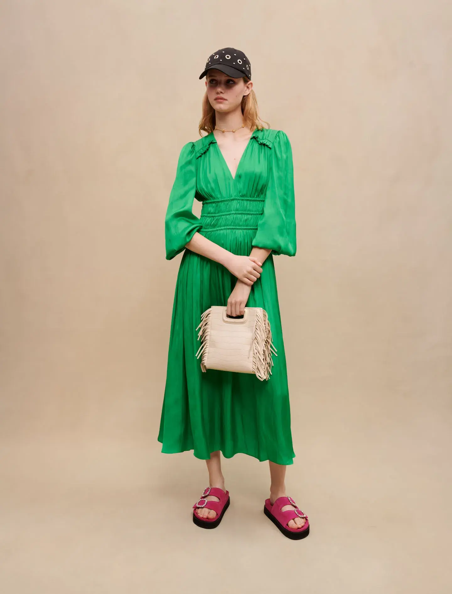 Maje Riannette Dress Midi Green Size 34 / AU 6 - Image 1