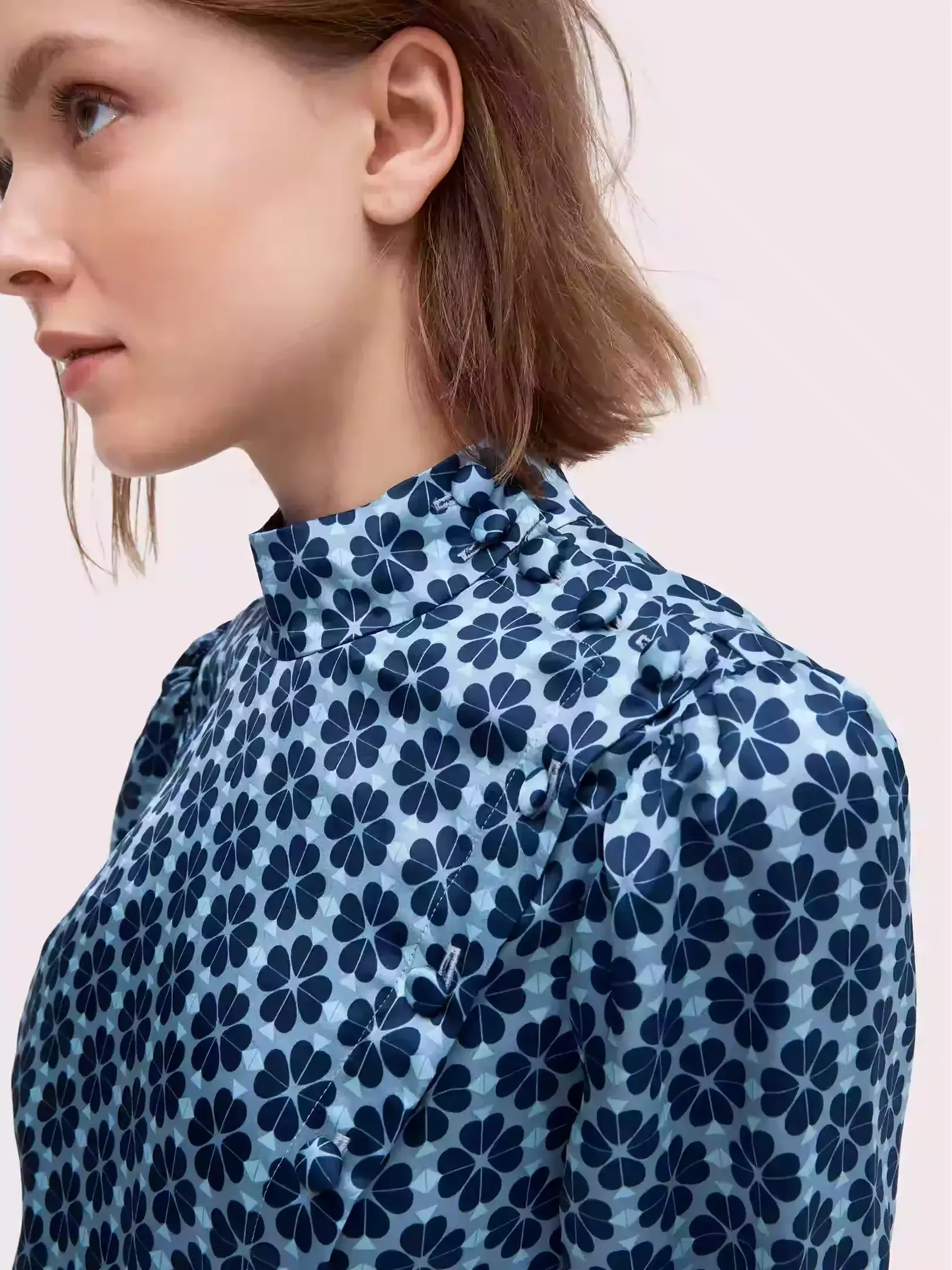 Kate Spade New York Flower Silk Mini Dress Blue Size 6 - Image 4