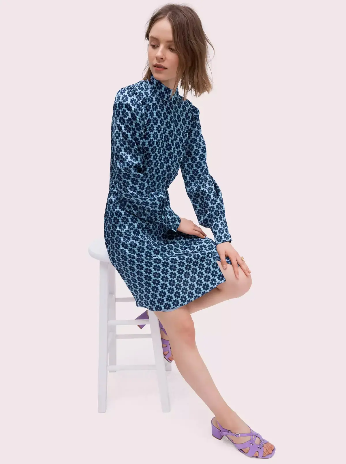 Kate Spade New York Flower Silk Mini Dress Blue Size 6 - Image 2