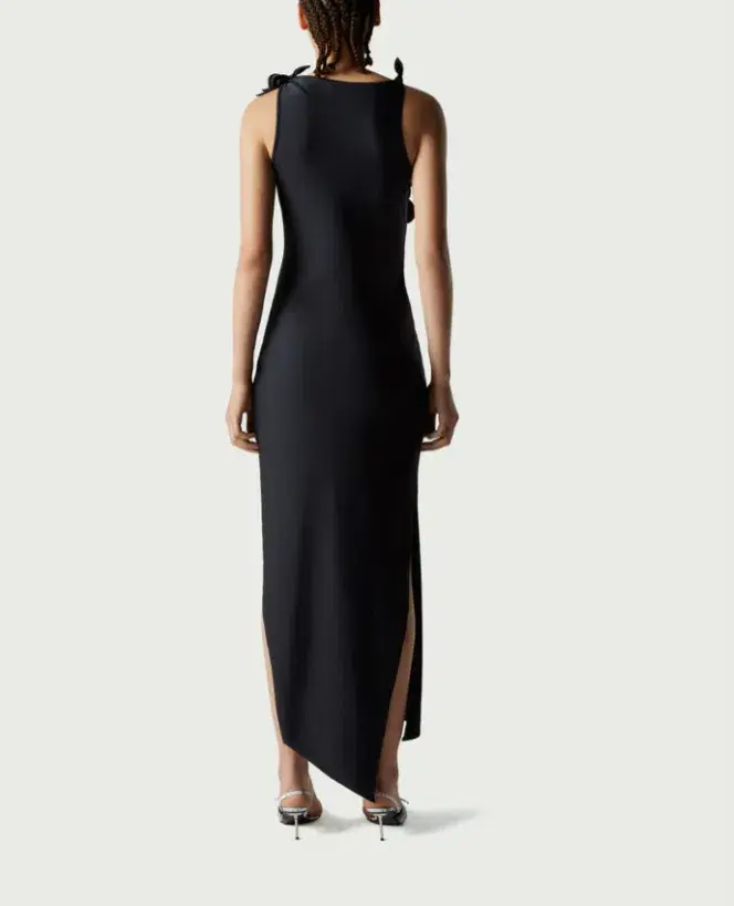 Coperni Asymmetric Flower Midi Dress Black (Size M/AU 6-8) - Image 3
