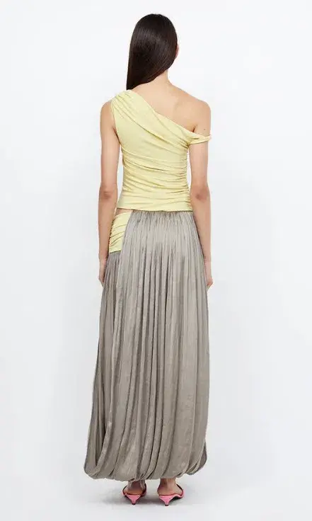 Bec & Bridge Serene Boatneck Maxi Dress in Yellow Citrus/Taupe Size 8 - Image 2