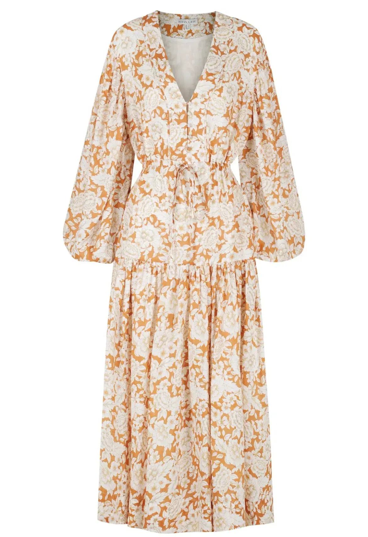 Shona Joy Flor Balloon Sleeve Drawstring Midi Dress Floral Size 12 - Image 7