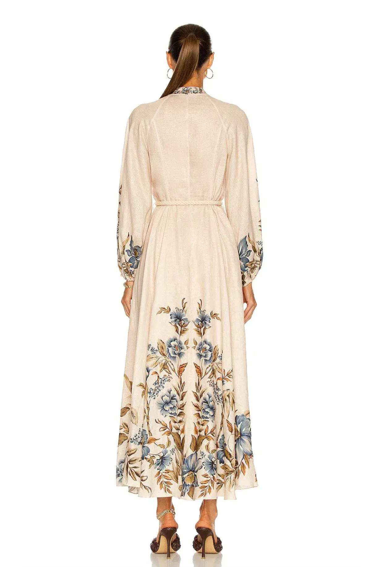 Zimmermann Aliane Billow Long Dress Khaki Floral Size 1 / AU 10 - Image 3