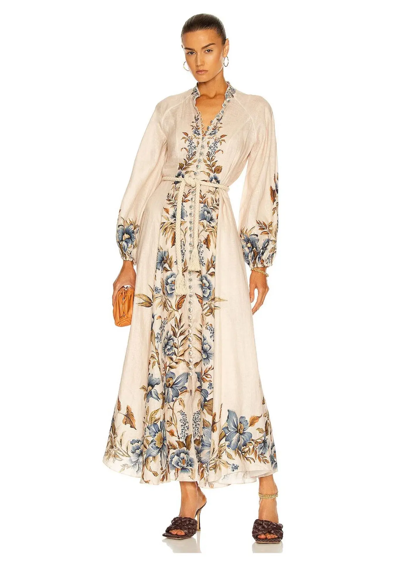Zimmermann Aliane Billow Long Dress Khaki Floral Size 1 / AU 10 - Image 1